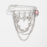 Broche Y2K tendance avec pendentif cœur/étoile superposé pour femme, accessoires de décoration pour costume, bijoux de rue