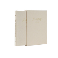 Couverture en tissu de lin blanc A5 à couverture rigide et à impression personnalisée Journal intime doublé Kit d'ensemble de Journal pour carnet de notes en tissu vierge personnalisé