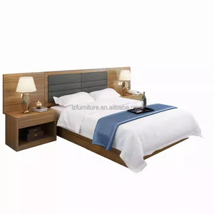 3 Star Hotel Bedroom Furniture <b>Set</b> Customize Low Cost <b>Single</b> Doule Queen King Size Wooden <b>Bed</b> Frame With Headboard & Nightstands - Product Image 2