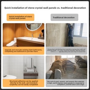 Panneaux muraux en pierre texturée SPC et carreaux en porcelaine à effet marbre de style chinois pour la rénovation des salles de bain et des douches d'hôtels - Product Image 2