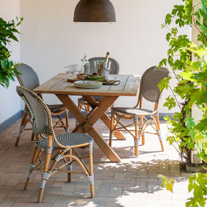 Aluminum Frame Outdoor Bistro <b>Set</b> with Solid Wood Top Garden Dining Table and 4 Chairs-Weather Resistant - Product Image 3