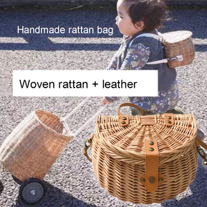 Tự Nhiên Wicker Dệt Trước Khi Xe Cố Định Xử Lý Công Suất Cao <span class=keywords><strong>MS</strong></span> Xe Đạp Phụ Kiện Xe Đạp Giỏ Wicker Giỏ Với Nắp - Product Image 4