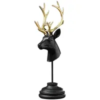 ニューアート黒鹿の頭デスクトップ装飾品枝角装飾品樹脂工芸品家の装飾高級アクセサリー