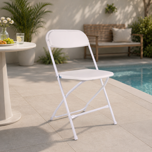 High Quality White Flat Back Plastic Folding <b>Chair</b> Comfortable Lightweight Portable Outdoor <b>Stackable</b> and Secure - Product Image 1