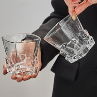 Verre carré transparent de 300 ml, verre carré à base épaisse pour whisky, cocktails, spiritueux, usage quotidien