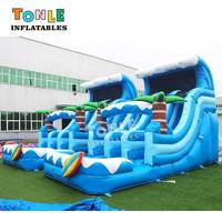 Toboggan aquatique gonflable commercial double piste de 16 pieds de haut avec piscine, idéal pour la glisse aquatique, à vendre