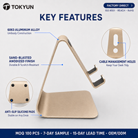 Support de téléphone de bureau en alliage d'aluminium pour téléphones mobiles et tablettes de 4 à 13 pouces, vente en gros, OEM, ODM, fabricant de logos personnalisés