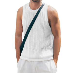 Camiseta sin Mangas de Alta Calidad para Hombre, Personalizada, de Secado Rápido, Transpirable, de Spandex/Poliéster, Tejida, para Gimnasio, Ejercicio, Running, Cuello Redondo - Product Image 1