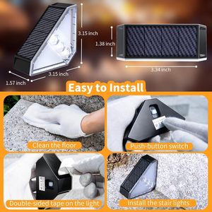 Hot Selling IP65 Waterproof Rechargeable DC Battery 3 LED Solar Step Lights for Outdoor Yard Stair Fence Garden - Product Image 4