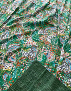 ผ้าห่มคันธาพิมพ์ลายด้วยมือจากผ้าฝ้าย, ผ้าคลุมเตียงงานแฮนด์เมดแบบ Patchwork, ขนาด Twin 60x90 และ King 90x108 - Product Image 2