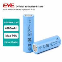 Batería Eve Inr 21700 40pl 3.6v 4000mah, Batería de Alta Tasa de Descarga Máxima de 17.5c, Batería de Iones de Litio Cilíndrica para Drones