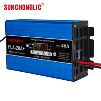 Chargeur de batterie intelligent à impulsions Sunchonglic LiFePO4 GEL pour batteries au plomb-acide 12V 24V, entrée 150-250V, identification automatique, activation BMS