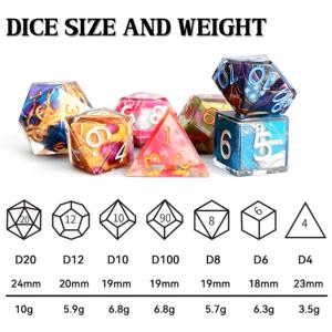 Juego de <span class=keywords><strong>Dados</strong></span> Poliédricos Cuadrados de Resina con Bordes Afilados, Diseño de Remolino Fluido, Duraderos y Ecológicos para Juegos de Mesa DND TRPG, Venta al Por Mayor, 7 Piezas - Product Image 6