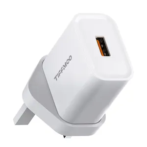 TIFFMOO原装18w快速充电器低成本QC3.0单USB适配器，适用于苹果和安卓手机