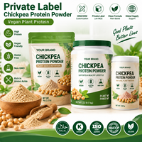 Poudre de protéines de pois chiches à marque privée, protéines végétales véganes, emballage personnalisé OEM (sachet, pot, boîte) pour les propriétaires de marques et les vendeurs e-commerce