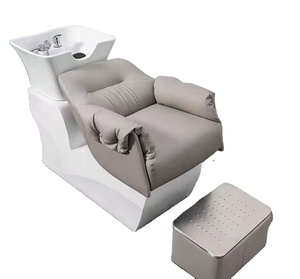 Lit de lavage de cheveux minimaliste pour barbier et salon de coiffure, avec bac en céramique profond, idéal pour les professionnels et les salons branchés - Product Image 3