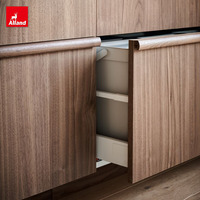 Alland 2026 Rénové Mid Century Modern Rustic Slim Shaker Two Tone Minimalist Japandi Style Glass Dining Walnut Kitchen