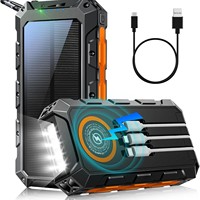 Vente en gros usine Modèle exclusif Panneau solaire extérieur Taiyang en plastique avec charge rapide par câble intégré, batterie externe 30000 mAh
