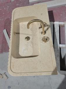 Lavabo mural en marbre naturel avec motif ondulé, lavabo intégré <span class=keywords><strong>de</strong></span> luxe pour salle <span class=keywords><strong>de</strong></span> bain, idéal pour hôtel, villa, appartement - Product Image 3