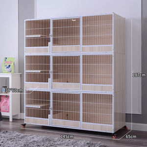 Grande <span class=keywords><strong>cage</strong></span> d'élevage pour chats à trois niveaux avec <span class=keywords><strong>design</strong></span> en bois écologique et imperméable pour usage domestique - Product Image 1