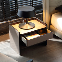 Table de chevet moderne en cuir beige avec tiroir et étagère pour chambre à coucher, salon, bureau à domicile, hôtel, appartement