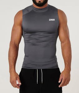 Canottiere da ginnastica in poliestere Spandex con colletto alto da <span class=keywords><strong>uomo</strong></span> personalizzate canottiere senza maniche per <span class=keywords><strong>sport</strong></span> da Fitness di migliore qualità - Product Image 1