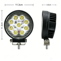 Lampe de travail LED 4,5 pouces 27W 6000K, étanche IP68, 12-48V, 1800 lumens, lampe auxiliaire de conduite pour voiture tout-terrain, camion, chariot élévateur