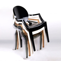 Vente en gros de chaise acrylique fantôme en résine transparente, chaise fantôme en cristal pour dressing, restaurant, hôtel, chaise de salle à manger en cristal pour mariage