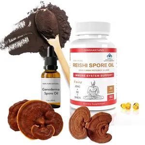 Reishi Champignon Teinture 25% Triterpène Organique Certifié Shell Cassé Ganoderma lucidum Spore Oil Softgel Capsule