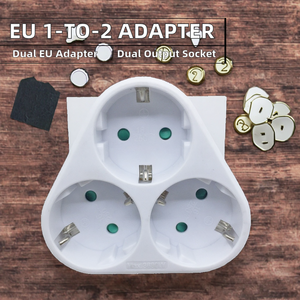 EU ช่องเสียบอะแดปเตอร์แปลงไฟแบบ1ถึง2ทางแบบคู่พร้อมช่องเสียบ3ทาง5ม./25ม./3ม. ความยาวของสายเคเบิลอะแดปเตอร์ปลั๊กต่อ<span class=keywords><strong>16A</strong></span> - Product Image 3