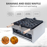 Gaufrier commercial à 2 œufs en acier inoxydable antiadhésif Machine à gaufres aux fruits en forme de banane pour restaurants Snack Bars Nouveau