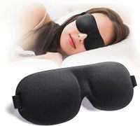 Masque de sommeil 3D en mousse à mémoire de forme tissée noire, ajustable et ergonomique, avec support cervical, occultant et léger pour le voyage, Halloween