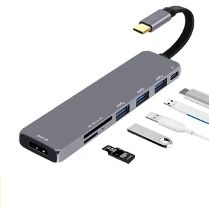 HUB USB-C Đa Năng 7 Trong 1 Type-C Hỗ Trợ 4K HD USB 3.0 Đầu Đọc Thẻ SD/TF PD Sạc Cho Macbook Pro
