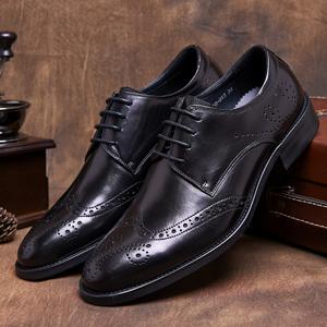 Zapatos Formales de Piel Vacuna Genuina con Punta Puntiaguda, Impermeables, Transpirables, con Soporte de Arco, para Hombre, para Todas las Temporadas - Product Image 1