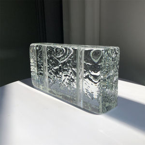 Blocs de briques en verre cristal transparent blanc clair à motif de pierre simple face en gros d'usine pour la décoration de bâtiment - Product Image 4