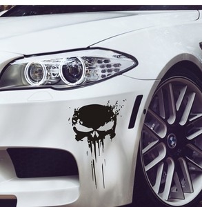 Adesivo Teschio Punisher 22*15cm, Decalcomania 3D per Auto, Adesivi Vinilici Riflettenti con Effetto Sangue, Accessori per Styling Auto - Product Image 4