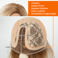Pelucas de encaje frontal pre-cortadas al por mayor, invisibles, rubio miel, de monofilamento, de fibra Futura-Hair para mujer