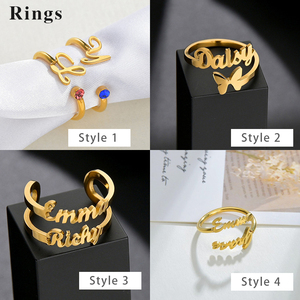 Collar de acero inoxidable con placa de nombre personalizada, pendientes de aro chapados en oro real, bricolaje - Product Image 2