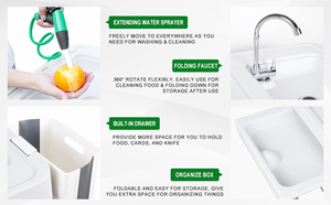 Bàn gấp dã ngoại, bàn làm sạch, bàn lọc cá, bàn câu cá có vòi nước và ống thoát nước dùng cho cắm trại - Product Image 4