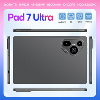 Tablet Rugged Pad 7 Ultra HDR 11" AMOLED 120Hz 16GB 1TB Snapdragon 8 108MP 8000mAh 5G Resolusi 2K Gaming Menggambar Grosir