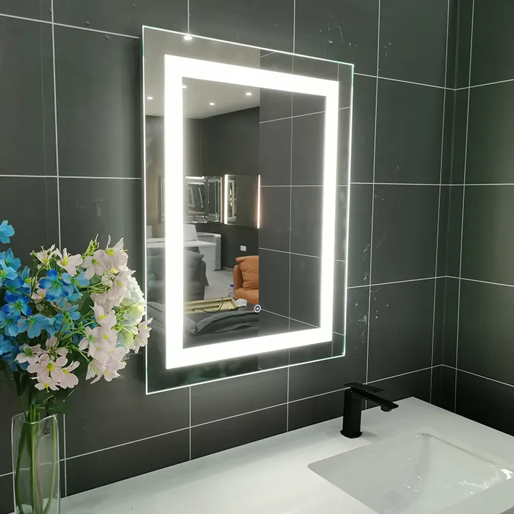 Manufacturer shower mirror hotel wall LED light mirrors Full UL touch sensor Anti-fog 2436/4836/6036 led bathroom mirror