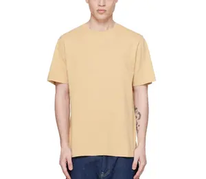 Custom Beige Katoenen Jersey T-Shirt 300 Gsm Tshirt Oversized Effen T-Shirt Voor Mannen