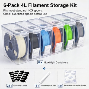Kit 6 Contenitori Premium Ermetici in Plastica PP per Filamento Stampante 3D, Anti-Umidità, per Bobine da 1kg con Uscita Superiore - Product Image 1