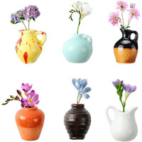 Mini vase en céramique pour réfrigérateur, autocollant décoratif mignon pour réfrigérateur avec porte-fleurs, ornement créatif pour la décoration de la maison