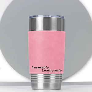 Gobelets isothermes en acier inoxydable de 20 oz en similicuir gravable au laser, personnalisables, avec couvercle – Vente en gros usine - Product Image 6