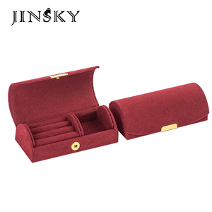 Boîte à bijoux en velours portable, étui organisateur de bagues avec fermeture à pression, rangement de voyage pour bagues, boucles d'oreilles, colliers - Product Image 1