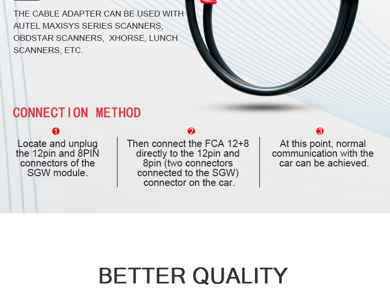 Cable Adapter for Chrysler 12+8 Programming Cable Connector for Autel High Quality