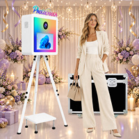 Nouvelle Coque de Photobooth Trépied Colorée pour Appareil Photo Reflex Numérique avec Support d'Imprimante, Enseigne Néon Photobooth, Machine à Selfie Instantanée