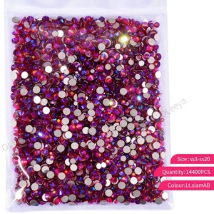 OLeeya Vente en gros de strass en cristal à dos plat non thermocollants, tailles mixtes SS3 à SS20, 14400 pièces, pour nail art et DIY - Product Image 2