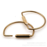 Porte-clés artisanaux, anneaux en laiton en forme de D, pendentifs en métal nordique, anneaux en cuivre pur rétro pour hommes et femmes